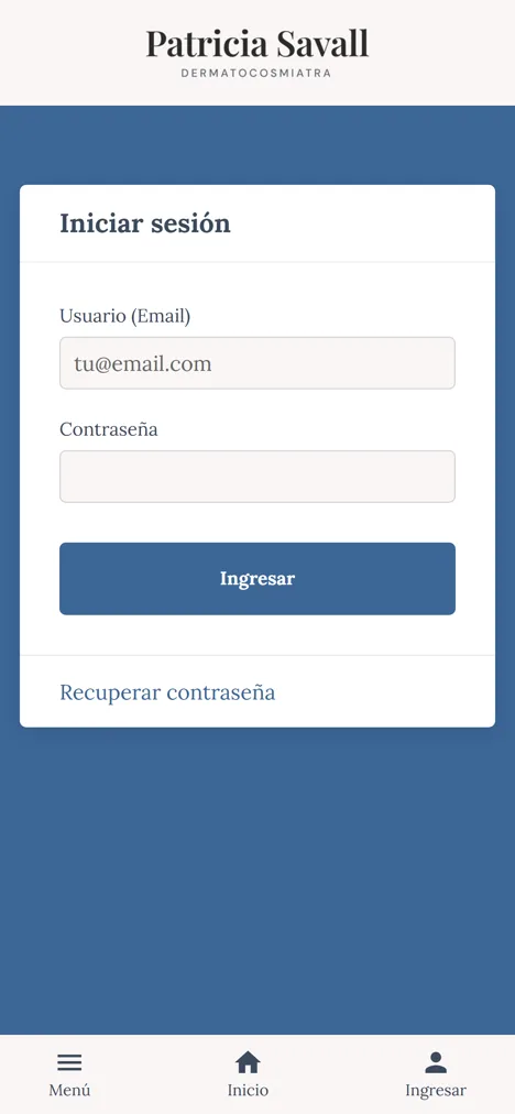 La pantalla de ingreso al aula