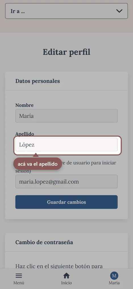 Mi cuenta, Editar perfil