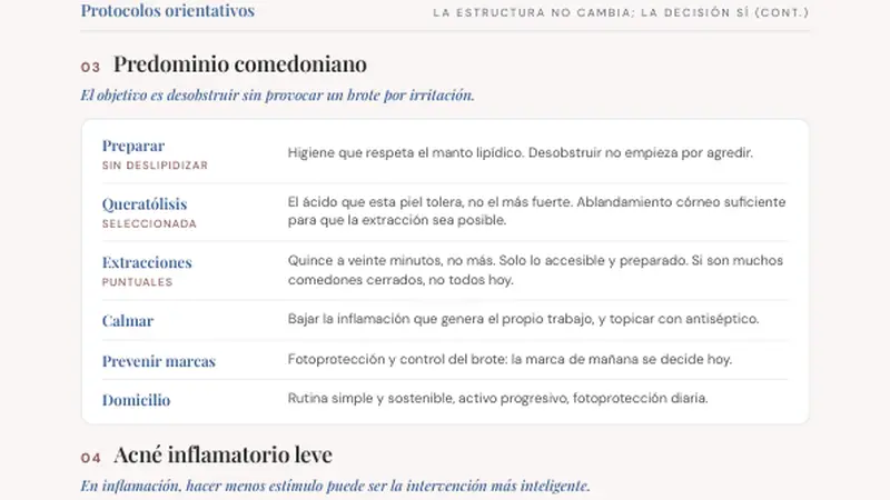 Protocolos orientativos por tipo de acné