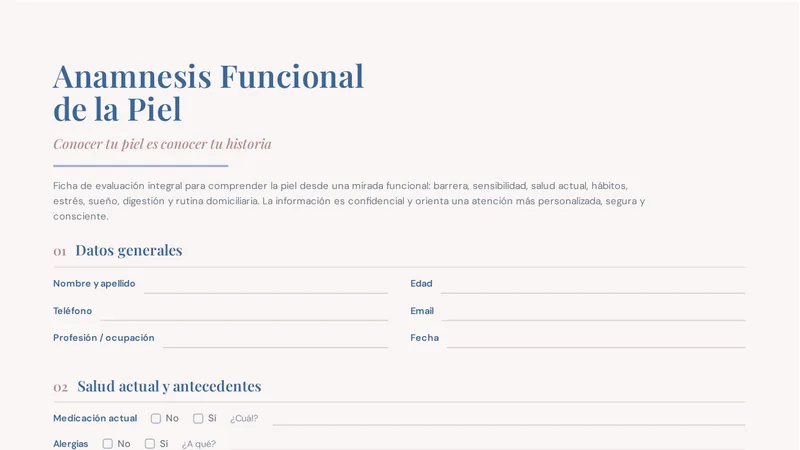 Anamnesis funcional de la piel